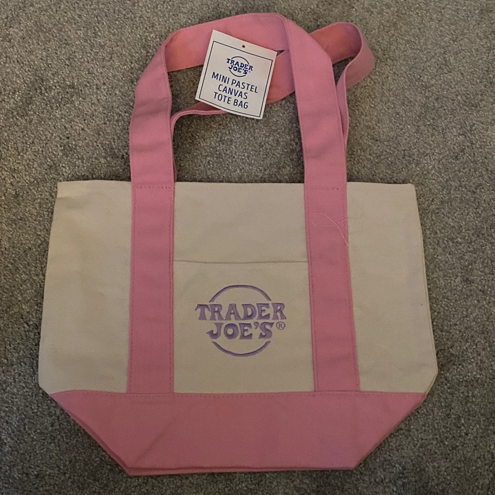 Trader Joe's Pink & Cream Canvas Tote